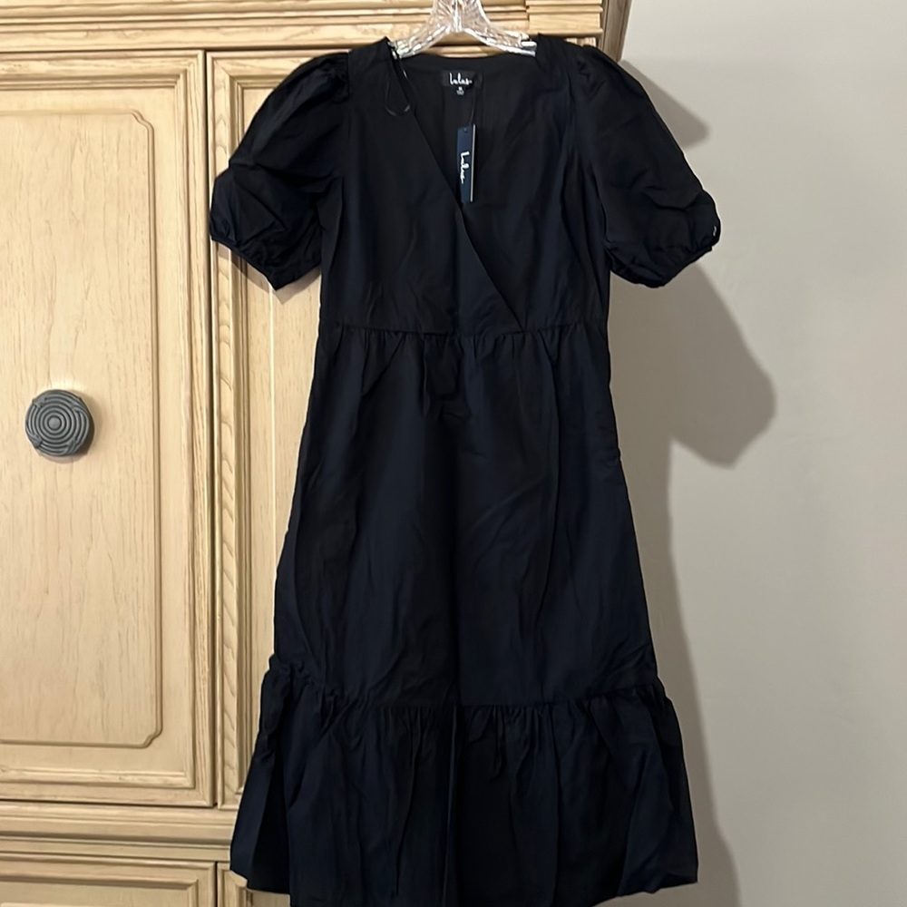 Lulus black cotton dress midi